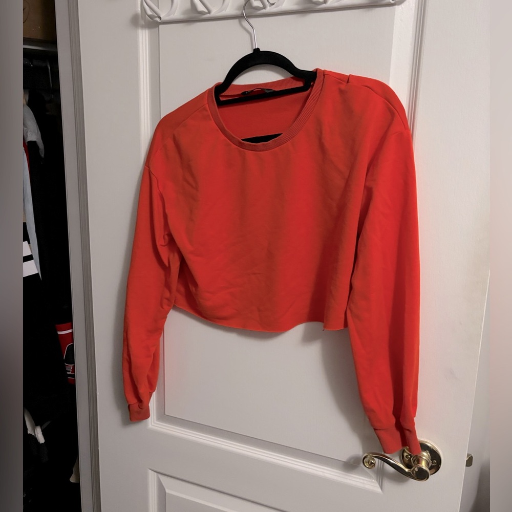 Orange long sleeve crop top size medium